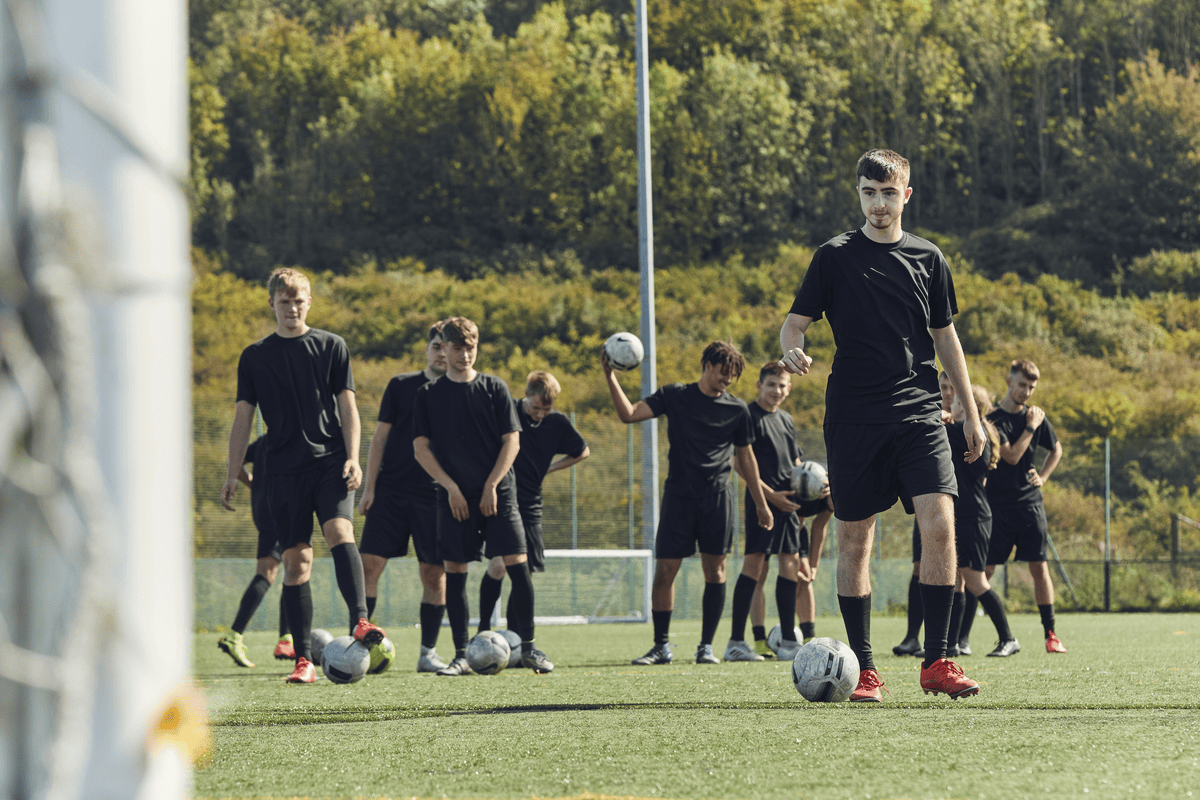 Young Men in Rugby field